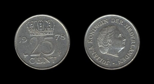 Netherlands Nizozemska 25 Cents 1978 – Juliana