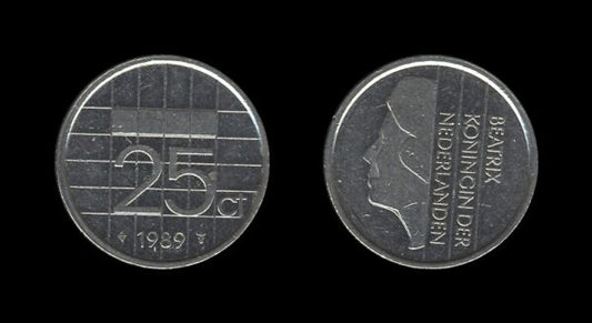 Netherlands Nizozemska 25 Cents 1989 – Beatrix