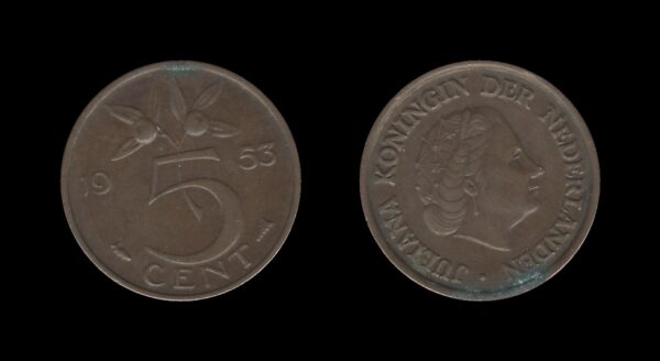 Netherlands Nizozemska 5 Cents 1953 – Juliana