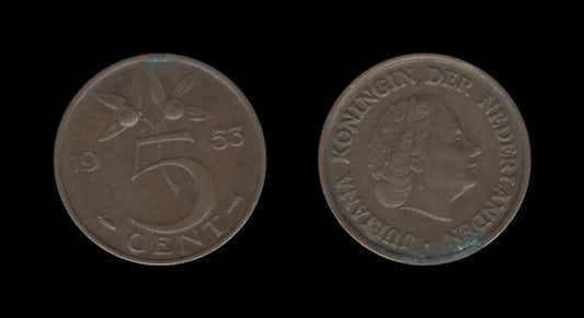 Netherlands Nizozemska 5 Cents 1953 – Juliana