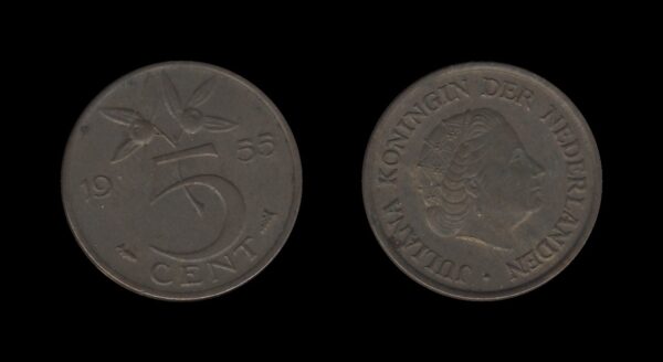 Netherlands Nizozemska 5 Cents 1955 – Juliana