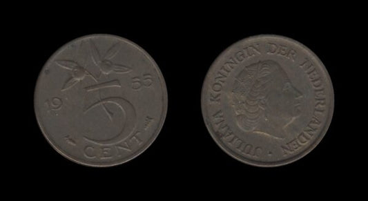 Netherlands Nizozemska 5 Cents 1955 – Juliana