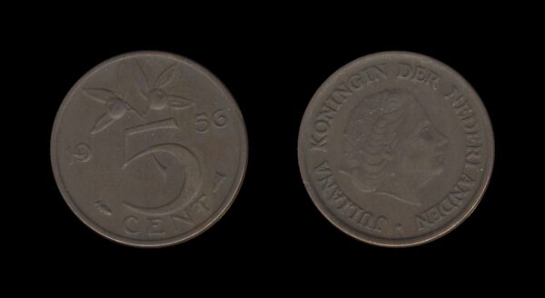 Netherlands Nizozemska 5 Cents 1956 – Juliana