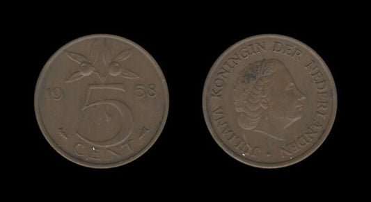 Netherlands Nizozemska 5 Cents 1958 – Juliana