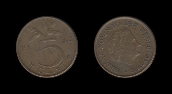 Netherlands Nizozemska 5 Cents 1962 – Juliana