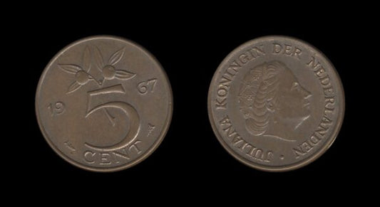 Netherlands Nizozemska 5 Cents 1967 – Juliana