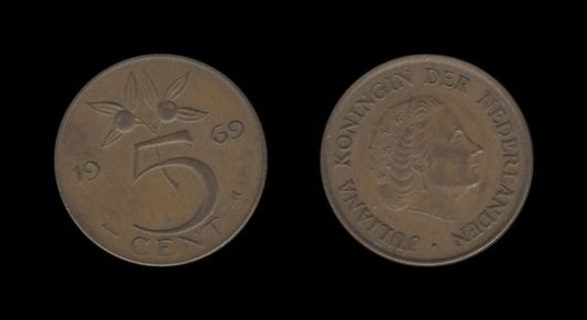 Netherlands Nizozemska 5 Cents 1969 – Juliana