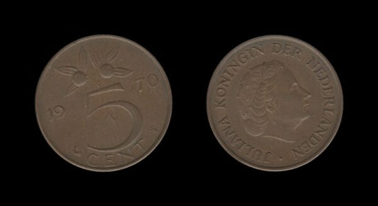 Netherlands Nizozemska 5 Cents 1970 – Juliana