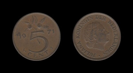 Netherlands Nizozemska 5 Cents 1971 – Juliana