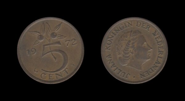 Netherlands Nizozemska 5 Cents 1972 – Juliana