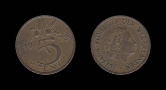 Netherlands Nizozemska 5 Cents 1972 – Juliana