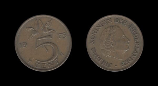 Netherlands Nizozemska 5 Cents 1973 – Juliana