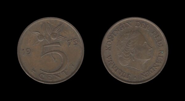 Netherlands Nizozemska 5 Cents 1975 – Juliana