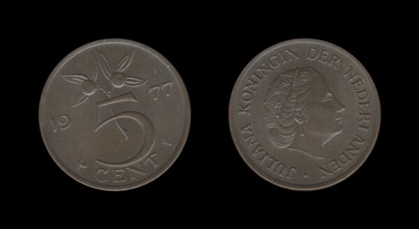 Netherlands Nizozemska 5 Cents 1977 – Juliana