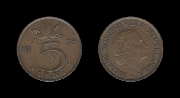 Netherlands Nizozemska 5 Cents 1978 – Juliana