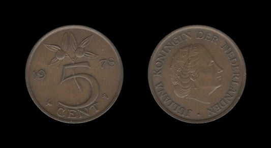 Netherlands Nizozemska 5 Cents 1978 – Juliana