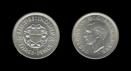 United Kingdom Velika Britanija 3 Pence 1938 – George VI