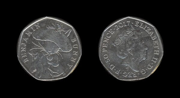 United Kingdom Velika Britanija 50 Pence 2017 – Benjamin Bunny – Elizabeth II