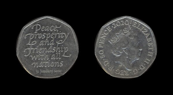 United Kingdom Velika Britanija 50 Pence 2020 – Brexit – Elizabeth II