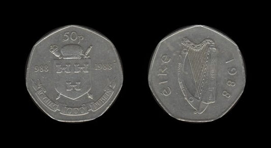 Ireland Irska 50 Pence 1988 – Dublin Millennium – Elizabeth II