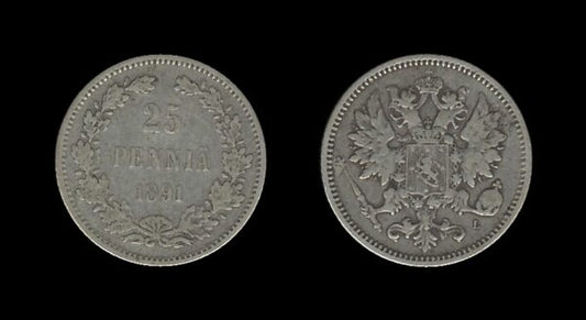 Finland Finska 25 Pennia 1891