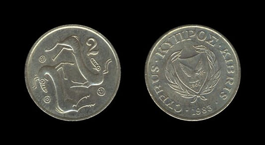 Cyprus Cipar 2 Cents 1983