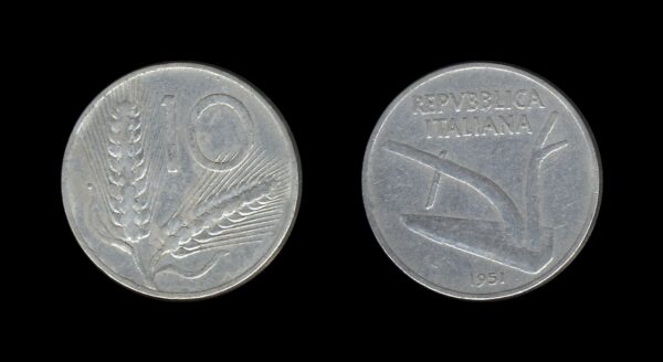 Italy Italija 10 Lire 1951