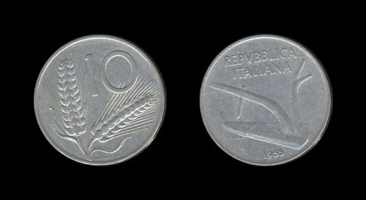 Italy Italija 10 Lire 1955