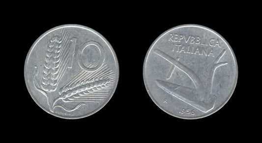 Italy Italija 10 Lire 1956