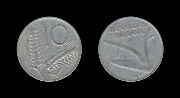 Italy Italija 10 Lire 1965