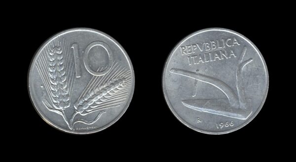 Italy Italija 10 Lire 1966