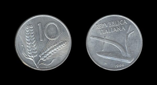 Italy Italija 10 Lire 1966