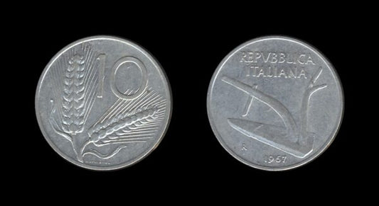 Italy Italija 10 Lire 1967