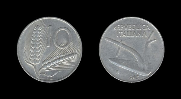 Italy Italija 10 Lire 1969