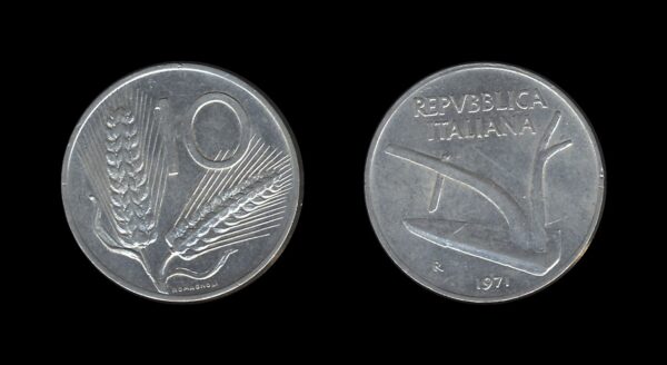 Italy Italija 10 Lire 1971