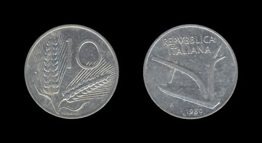 Italy Italija 10 Lire 1980