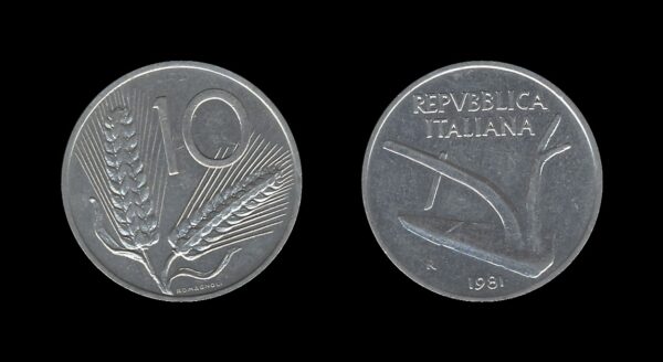 Italy Italija 10 Lire 1981