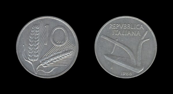 Italy Italija 10 Lire 1988