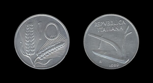 Italy Italija 10 Lire 1989