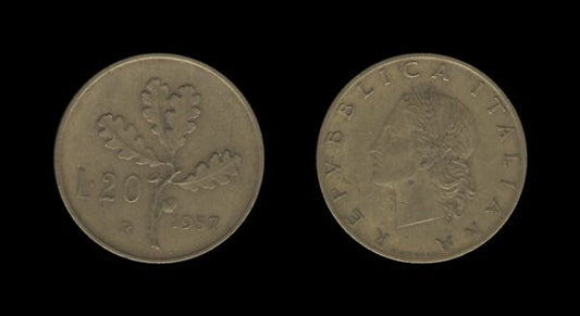 Italy Italija 20 Lire 1957