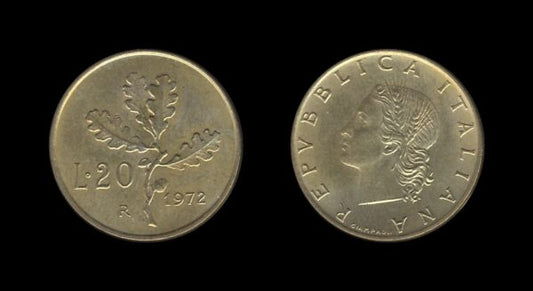 Italy Italija 20 Lire 1972