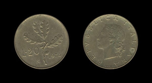 Italy Italija 20 Lire 1974