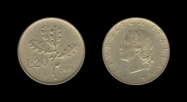 Italy Italija 20 Lire 1981