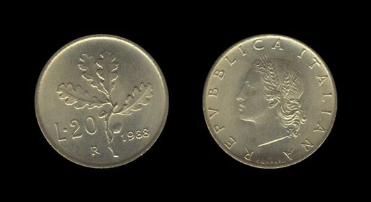 Italy Italija 20 Lire 1988