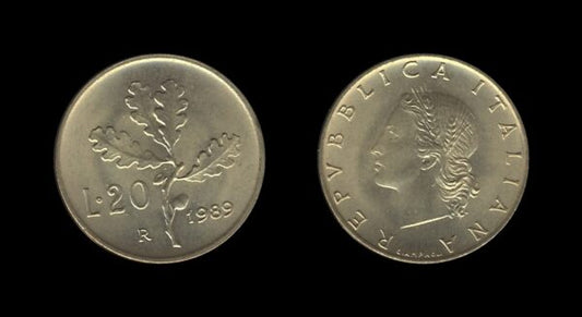 Italy Italija 20 Lire 1989