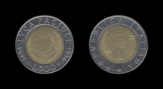 Italy Italija 500 Lire 1994 – Luca Pacioli