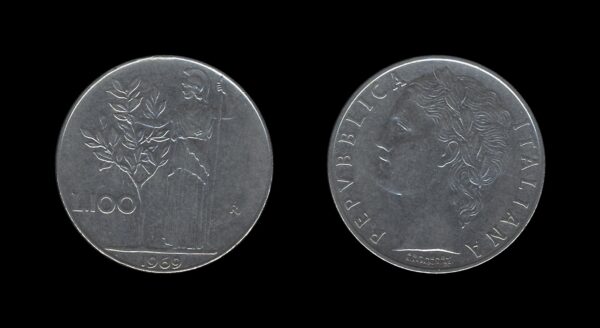 Italy Italija 100 Lire 1969