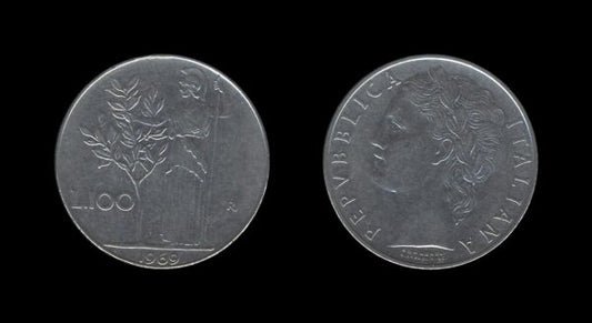 Italy Italija 100 Lire 1969