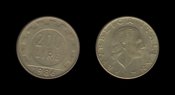 Italy Italija 200 Lire 1986