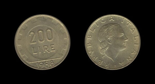 Italy Italija 200 Lire 1988